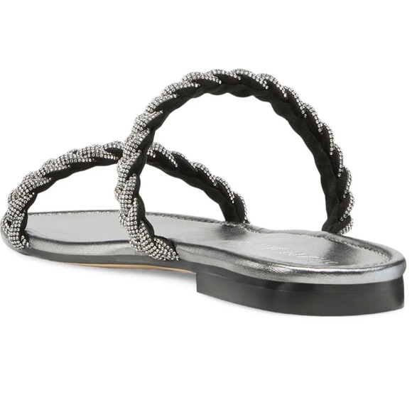 STUART WEITZMAN women shoes White leather Addison slide sandal with gemstones - Picture 2 of 4